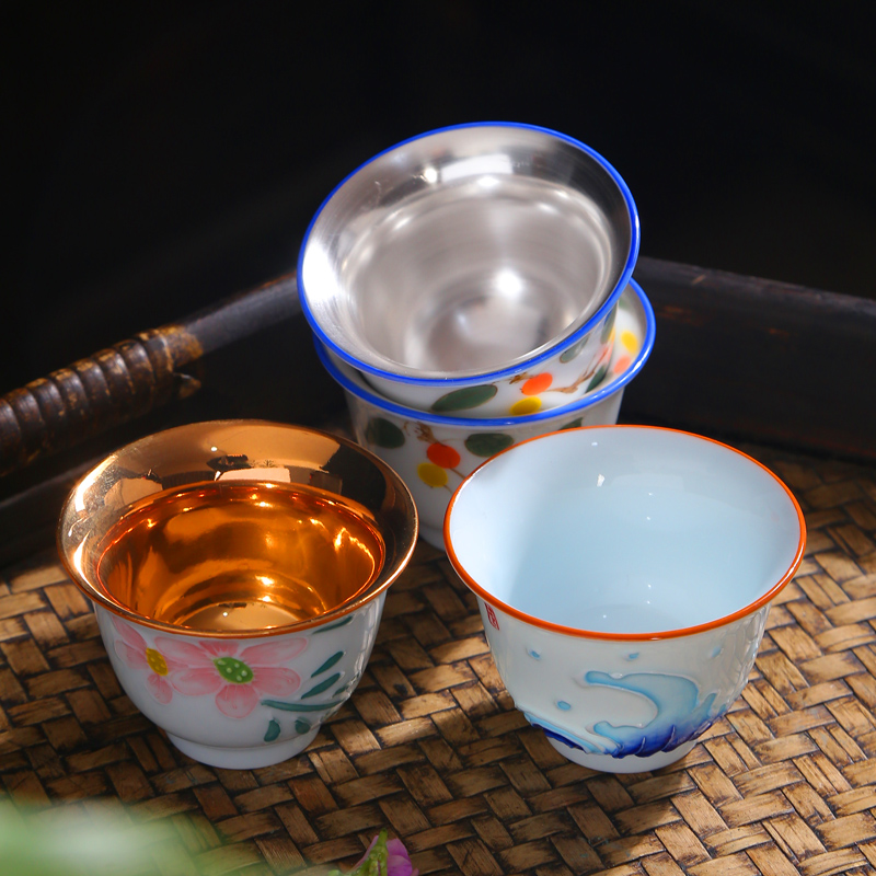 Tasted silver gilding hand - drawn work master single CPU kung fu tea set of blue and white porcelain single individual sample tea cup tea light ceramic tea cup