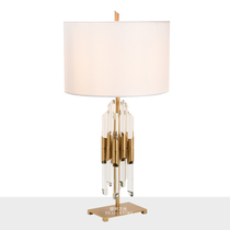 Simple transparent crystal column hardware iron table lamp post modern designer Model Room Luxury Villa living room table lamp