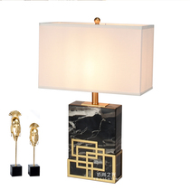 Creative new Chinese black marble lamp light luxury model room living room sofa side several study bedroom bedside lamp