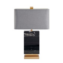 Minimalist modern high-end double layer black marble bed head lamp light extravagant square bedroom living room book room decoration table lamp