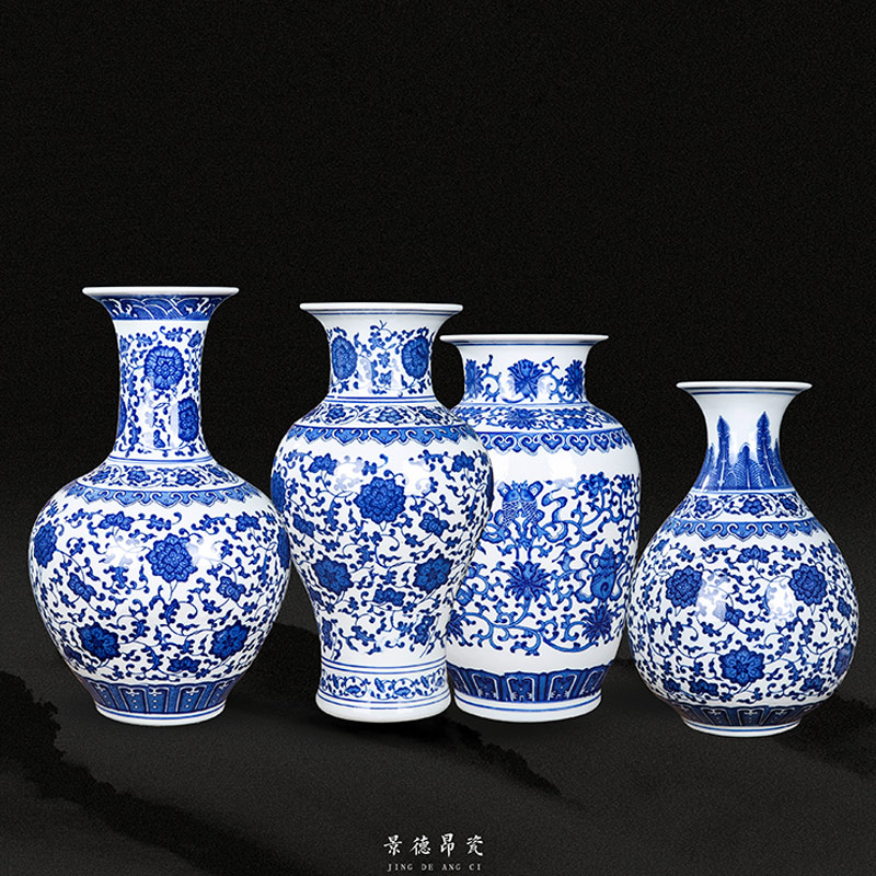 Leon porcelain jingdezhen ceramics antique blue and white porcelain vases, the sitting room TV ark place, Chinese style household decorations