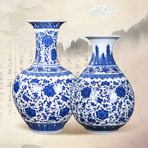 Henporcelain Jingdezhen Porcelain Ware Imitation Ancient Green Flower Porcelain Vase Living Room TV Cabinet Swing Piece Chinese Style Home Decoration Goods