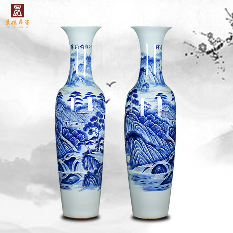 Blue and white porcelain of jingdezhen ceramics bright future of large vases, furnishing articles hotel furnishing articles Chinese style decorates sitting room