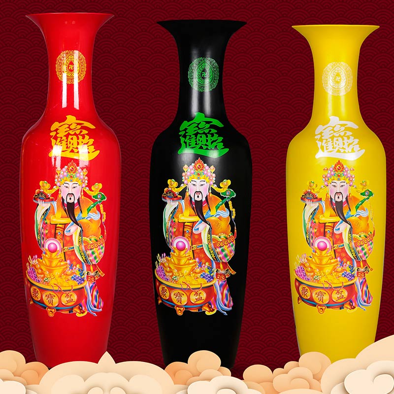 Jingdezhen ceramics high ground large vases, red yellow green maxim wealth sitting room place feng shui