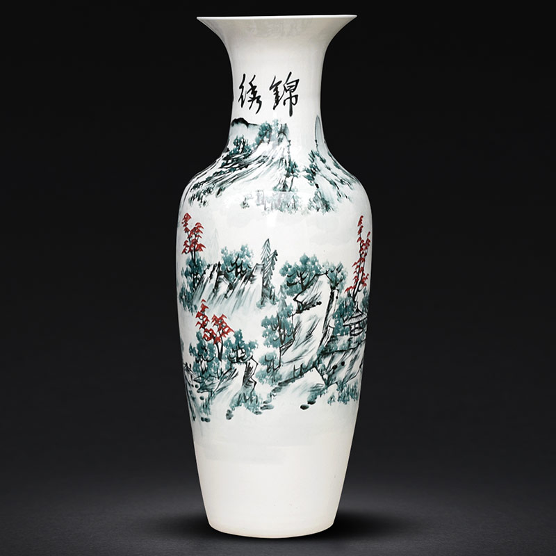 Hand - made scenery landing a large vase of blue and white porcelain of jingdezhen ceramics high home furnishing articles furnishing articles sitting room hotel