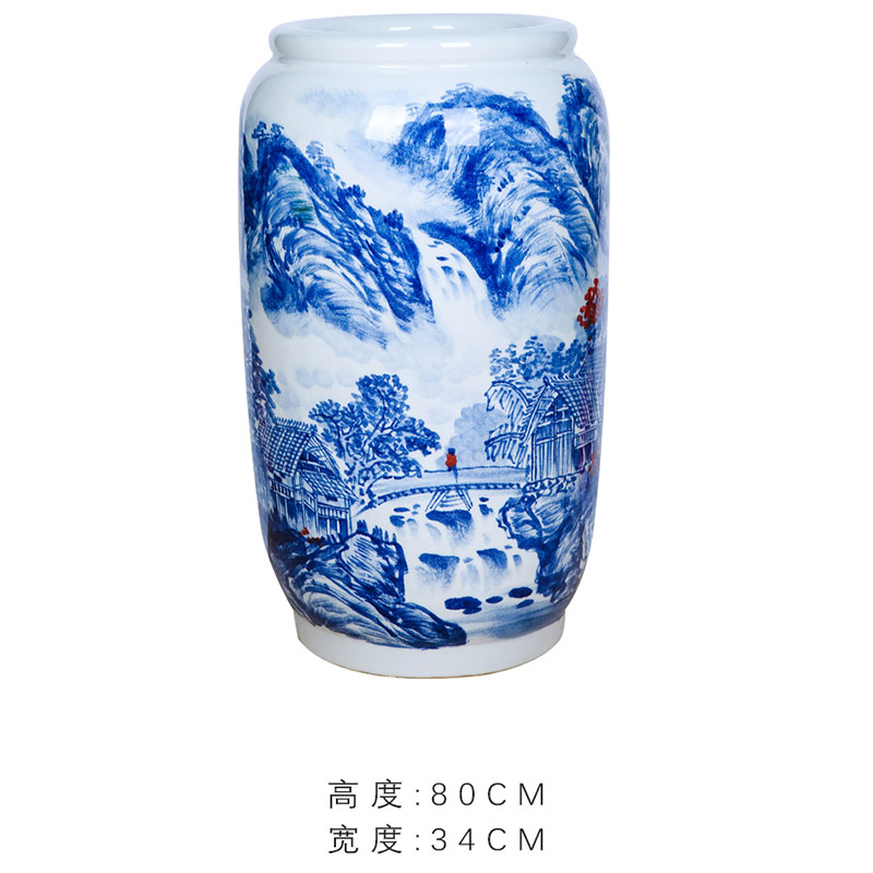 Jingdezhen ceramics masters hand draw flower arranging large blue and white landscape wide expressions using bottle gourd household living room decorated furnishing articles