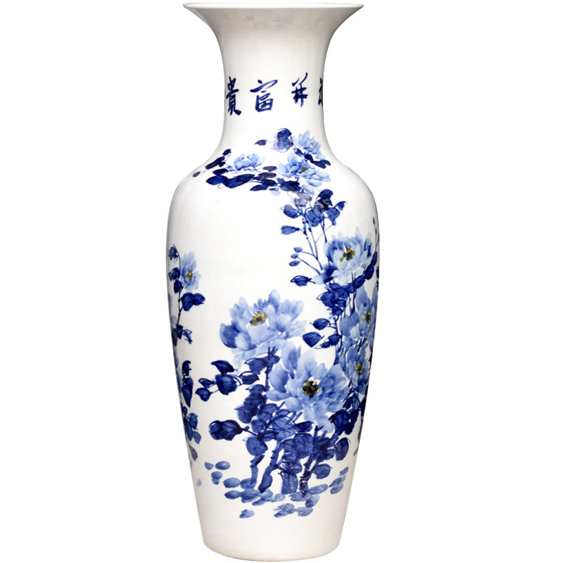 Jingdezhen ceramics hand - made peony of large blue and white porcelain vase home flower arranging furnishing articles sitting room adornment