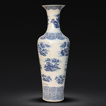 Jingdezhen ceramic ware floor large number vase imitation ancient green flower porcelain landscape open sheet crack glazed living-room swing piece decoration