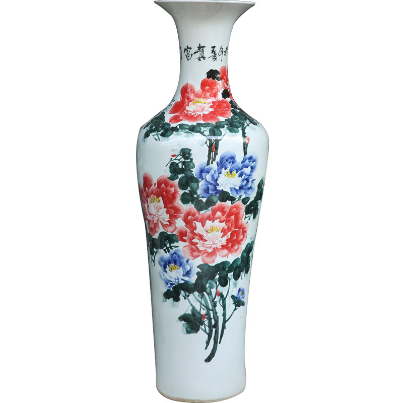 Jingdezhen porcelain enamel hand - made ceramics vase peony of large modern sitting room adornment home furnishing articles