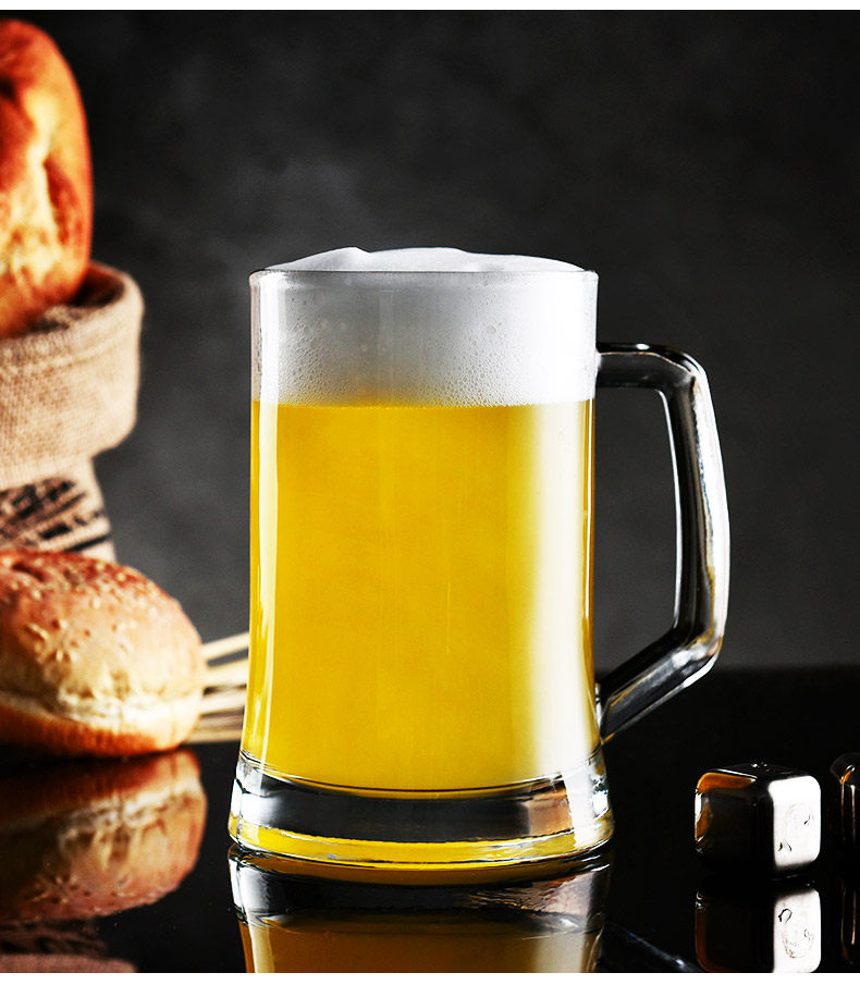 超大容量带把手啤酒杯1000毫升扎啤杯500ml玻璃水杯大号1l英雄杯