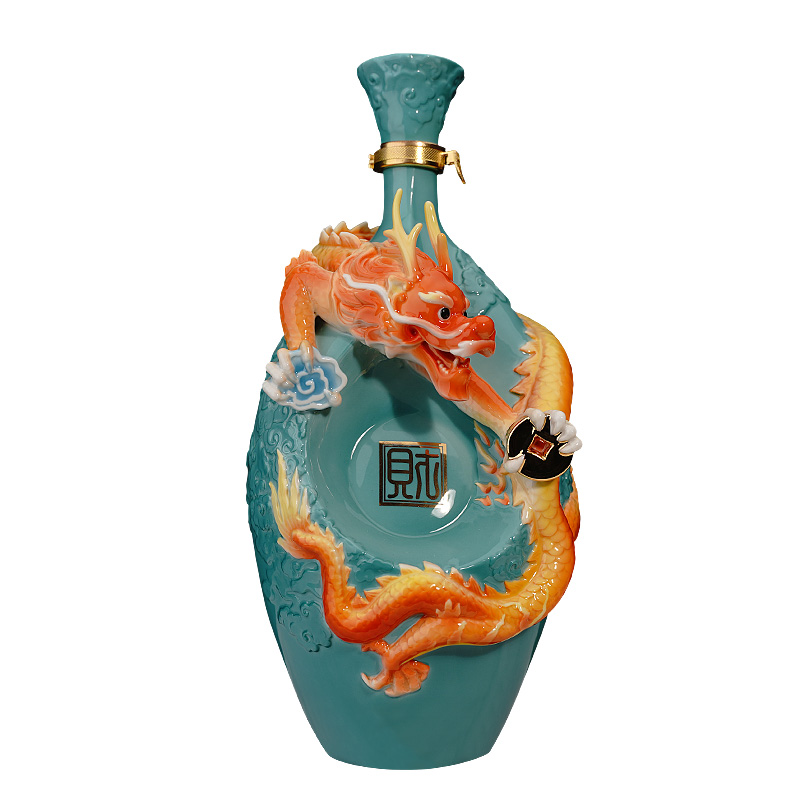 Jingdezhen ceramic wine jars 5 jins put colored enamel painting of flowers and furnishing articles empty wine bottle sealed mercifully hip flask