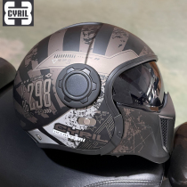 CYRIL Celo Harley retro mens and womens motorcycles summer semi-full helmet Black Samurai combination helmet locomotive Scorpion