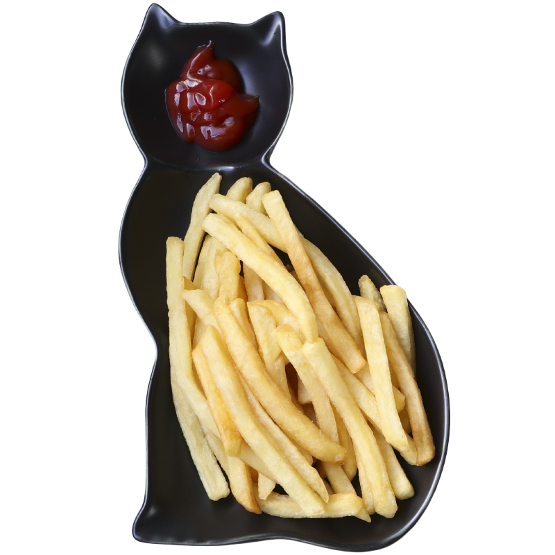 Fries express kitten creative plate plate strip plate sushi plate breakfast snacks ceramic dish kitten plates