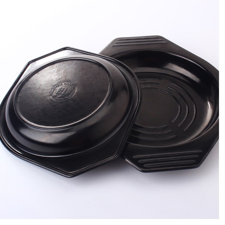 Dining room table mat circular soup rice black contracted plate plate of sand as antiskid high - temperature cooking pot holder tray