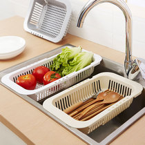 Wash basin Drain basket sink Kitchen storage vegetables rectangular bowls and chopsticks telescopic Amoy basin pool vegetable blue child