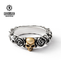 (Official) American ROCKRIDE gold skull rose ring 925 sterling silver men and women design sense