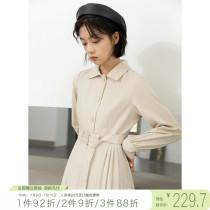 Self-coincidentally small sub-style one-piece dress with waist display slim temperament spring autumn 2021 new light ripeny wind shirt skirt woman
