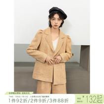 Self-coincidentally small subsuit suit female spring autumn new Korean version Bubble Sleeves Suit Jacket High Waist Display High Shorts Woman