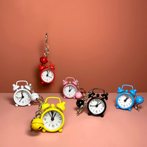Portable carry-on mini small alarm clock Personality creative cute student with metal bell keychain pendant