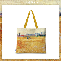 Van Gogh wheat field series peripheral canvas bag oil painting art Van Gogh art shoulder cloth bag custom portable shopping bag