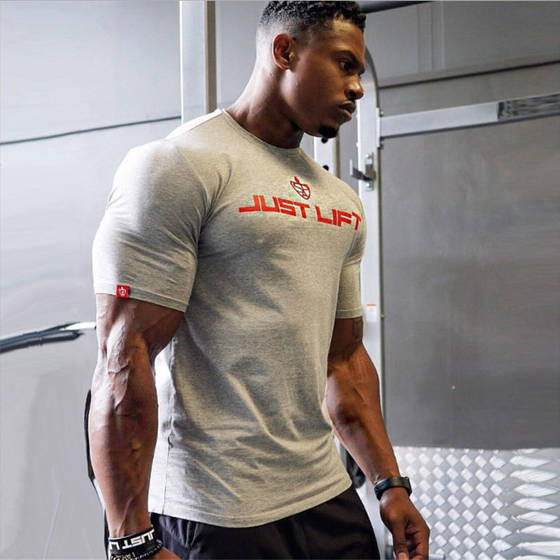 Summer American sports short -sleeved cotton training suit running basketball slim round neck top muscle fitness T -shirt Summer American sports short -sleeved cotton training suit running basketball slim round neck top muscle fitness T -shirt