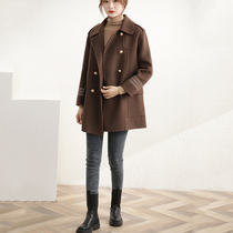 Double-sided cashmere coat womens short high-end 2021 new autumn and winter thick small man suit woolen jacket