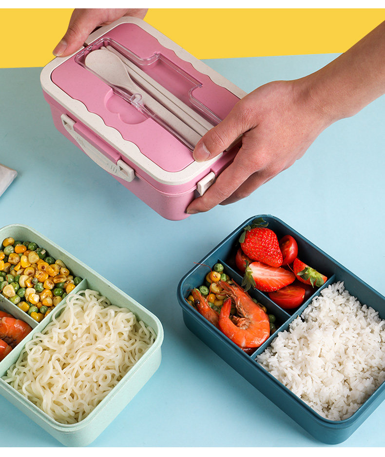 饭盒带饭上班族学生男女便携餐盒可微波炉加热保温便当分隔型套装