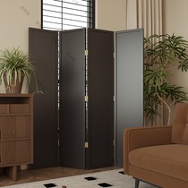 Black solid wood Nordic modern minimalist entry screen partition wall living room folding mobile clothing store blocking decoration