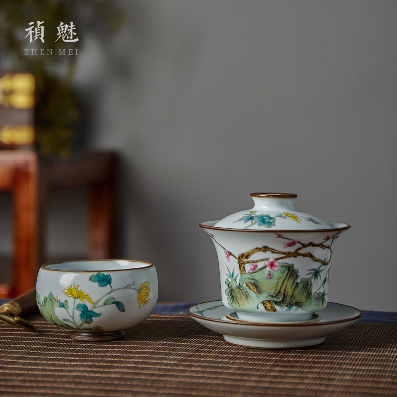 Shot incarnate your up hand - made by one of only three tureen jingdezhen ceramic cups kung fu tea tea bowl