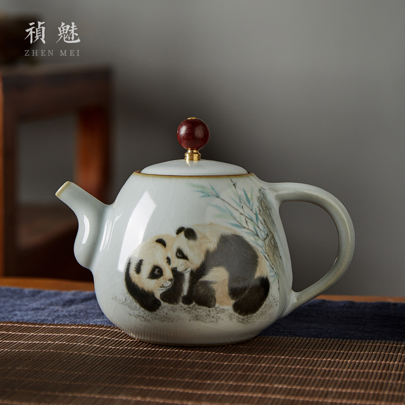 Shot incarnate your up hand - made panda jingdezhen ceramic teapot kung fu tea set household slicing can be a single pot teapot