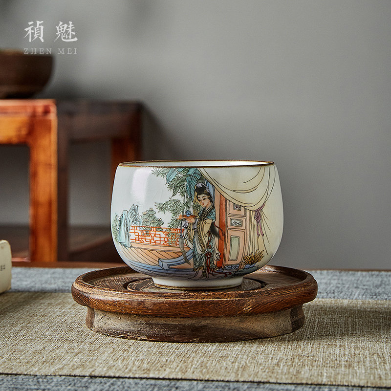 Shot incarnate your up hand - made of red chamber wonderful jade cup of jingdezhen ceramic kung fu tea master sample tea cup cup single CPU