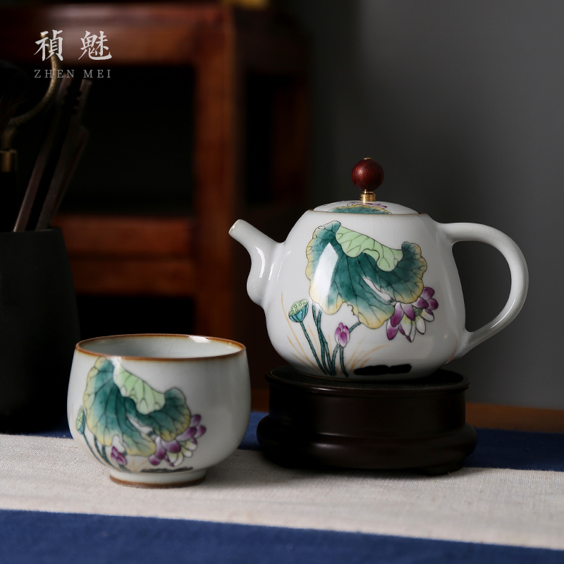 Shot incarnate the jingdezhen ceramic teapot kung fu tea set your up hand - made lotus home slicing can be a single pot teapot