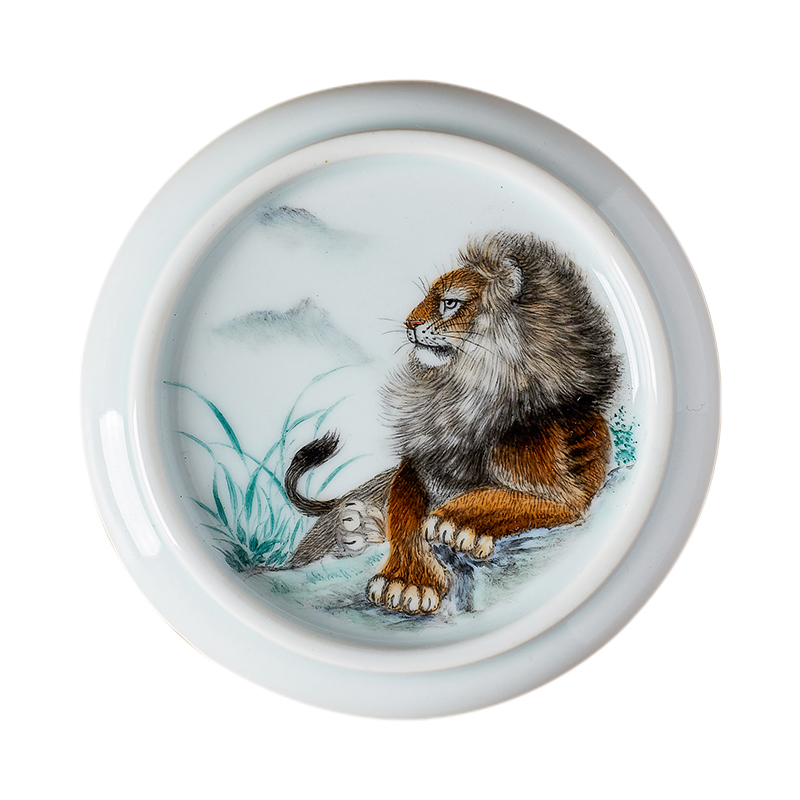 Shot incarnate the antique hand - made lion cup saucer jingdezhen ceramic kung fu tea set fittings cup cup mat