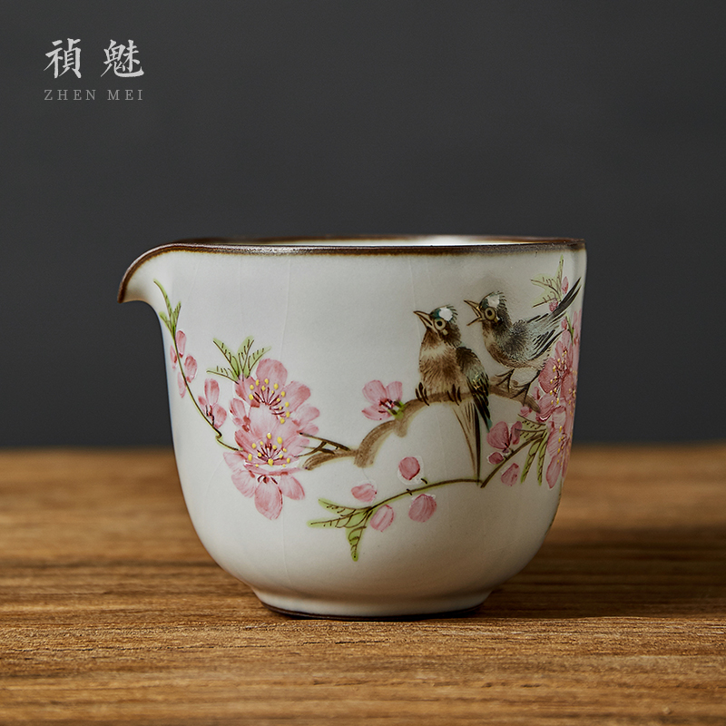 Shot incarnate your up hand - made peach blossom put water point large jingdezhen ceramic fair keller kunfu tea tea accessories points