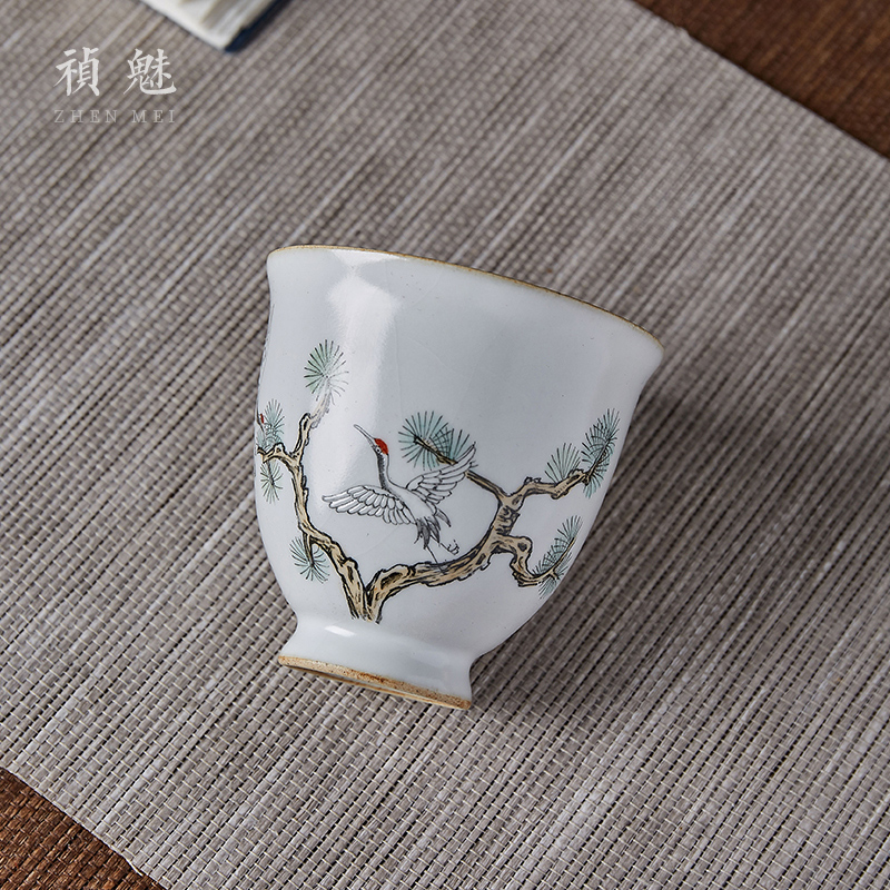 Shot incarnate the jingdezhen ceramic your up hand - made cranes teacup kung fu tea set sample tea cup personal single CPU master CPU