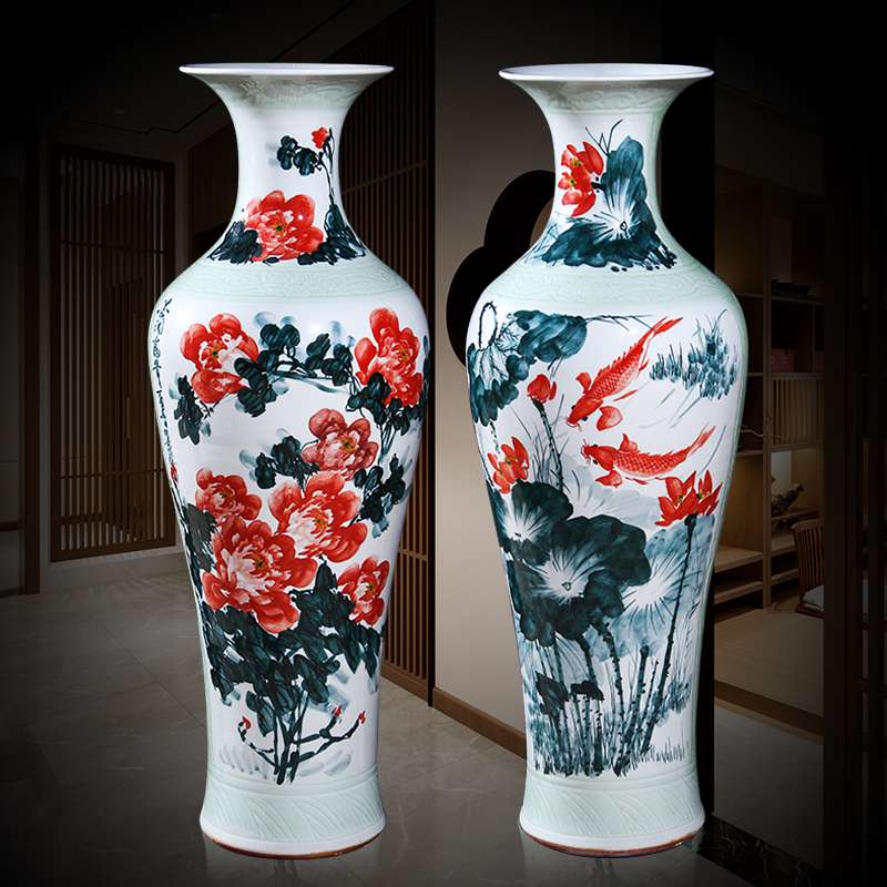 Jingdezhen ceramic hand - made ink stained the open prosperous vase household flower arranging Chinese sitting room porch place decoration