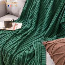 Bylur Korean version of afternoon break blanket blanket office nap knitted small blanket sofa cover blanket ins Net red retro dark green
