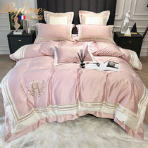Bylure100 long staple cotton summer cotton cotton cotton simple embroidered quilt sheets ins solid color bedding