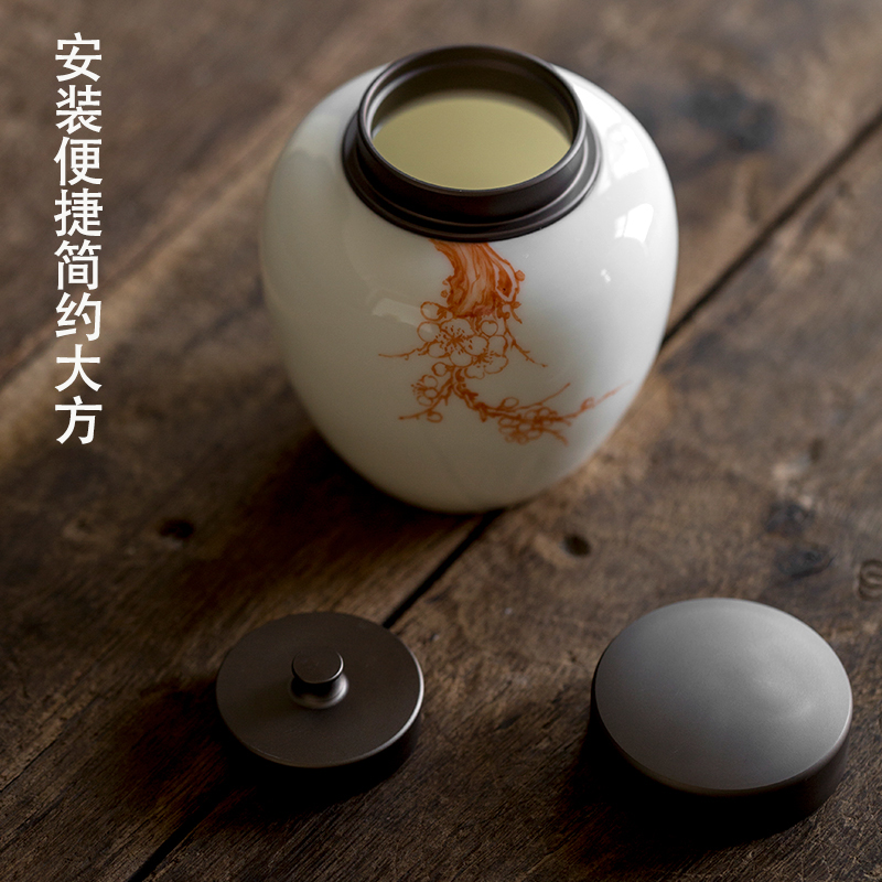 Dream ShuYu rhyme suet white jade hand - made ceramic tea pot seal moisture puer tea warehouse Chinese wind furnishing articles