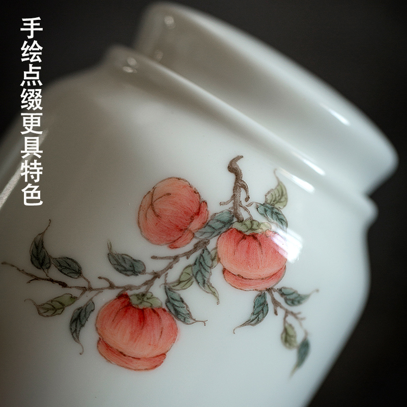 Dream ShuYu rhyme suet white jade hand - made ceramic seal pot moistureproof pu - erh tea caddy fixings waking warehouse Chinese wind