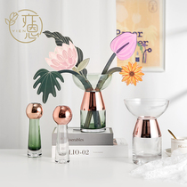 Nordic color plating transparent glass vase ornaments creative living room simple flowers hydroponic flower transplanter