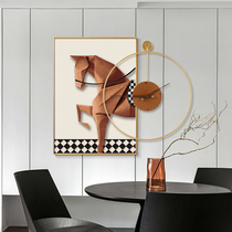 Restaurant decoration clock 2021 new modern minimal dining room background wall wall wall of light luxury table combination fresco