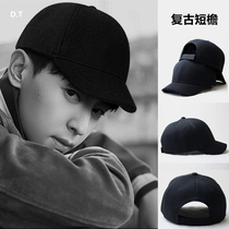 Tide Cards Short Eatery Duck Tongue Cap Retro Black Hard Top Couple Baseball Cap Men And Women Personality 100 hitch hat
