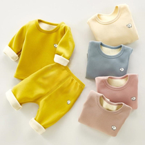 Baby thermal underwear set plus velvet thickened mens children winter clothes baby autumn and winter clothes childrens bottoming pajamas