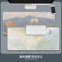 Mouse pad oversized office thickening lock edge scenery creative cute anime trumpet girl home office computer notebook home dormitory desktop desk pad cushion non-slip thickening summer
