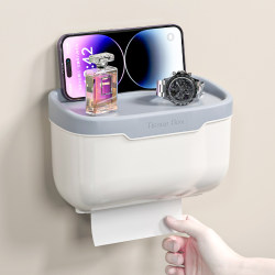 No-punch bathroom tissue box waterproof toilet tissue box storage bathroom shelf wall-mounted kitchen