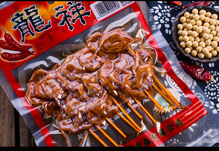 龙祥爆辣素肠素羊肉串面筋辣条麻辣零食办公室小吃90gx2袋试吃