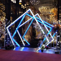 Custom LED Luminous Geometric Arches Celebration Wedding Event Hotel Mall Greet Binge Light Decoration Time Tunnel