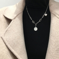 Round-brand fashion sweater chain female autumn and winter love necklace Korean edition jewelry vintage Thai silver necklace