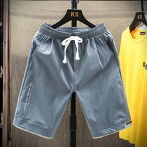 Shorts men mens summer ice loose Thin Trend Tide brand pants wear sports five points leisure Capri pants